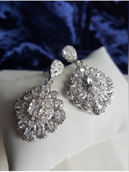 Swarovski Jewelry - Swarovski Elements 925 Sterling Silver Flower Halo Statement Earrings NEW